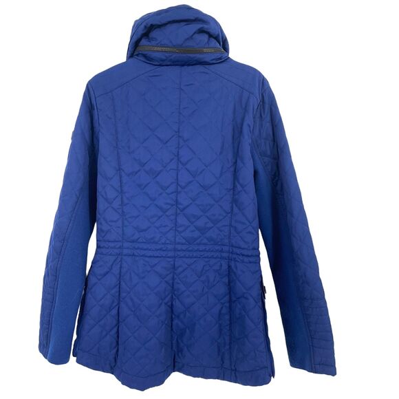 BCBG Blue Quilted Jacket Womens Size Small Pockets Hooded - Picture 2 of 4
